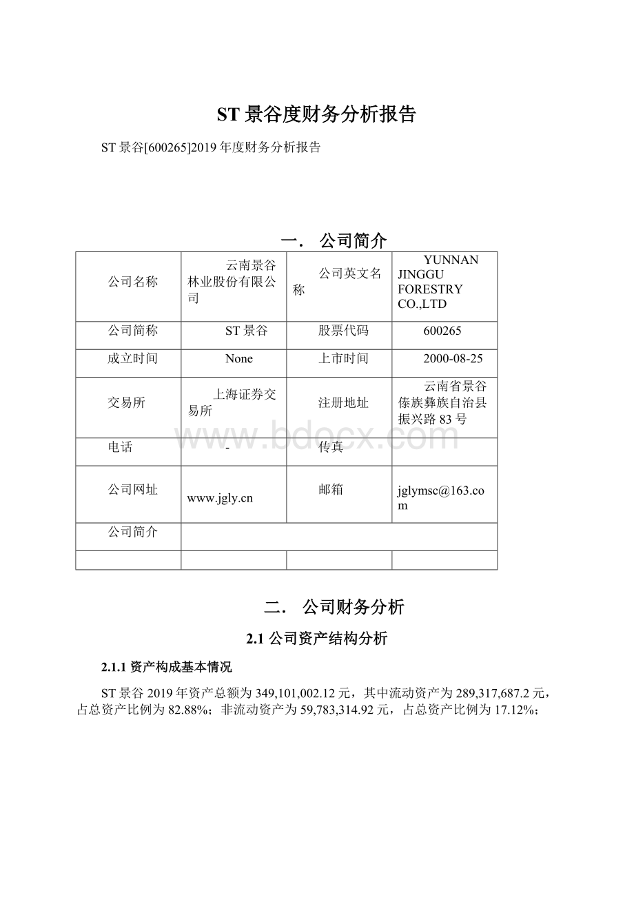 ST景谷度财务分析报告Word下载.docx