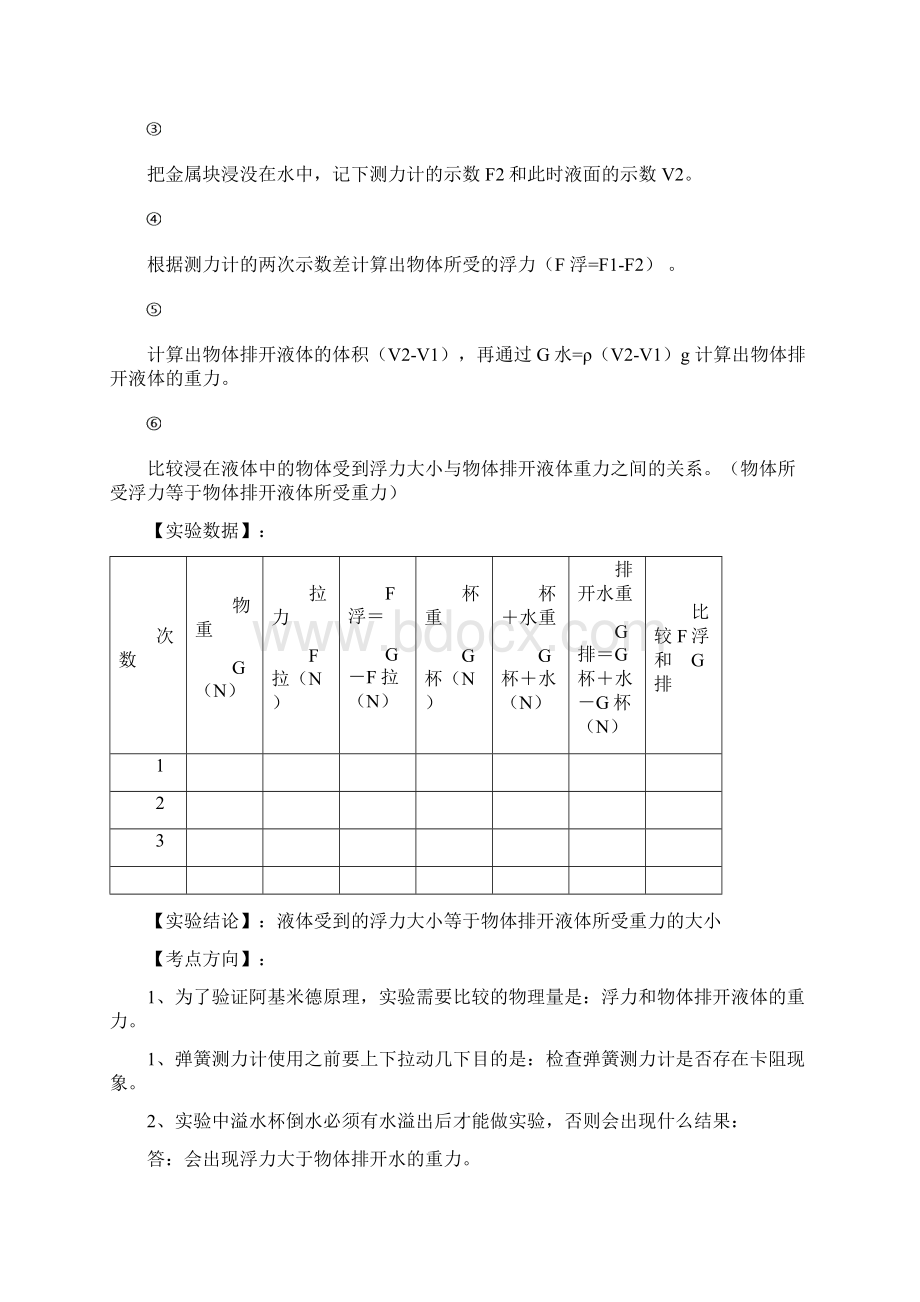 中考物理必考25个实验考学练 实验12 验证阿基米德原理实验解析版Word文档格式.docx_第2页