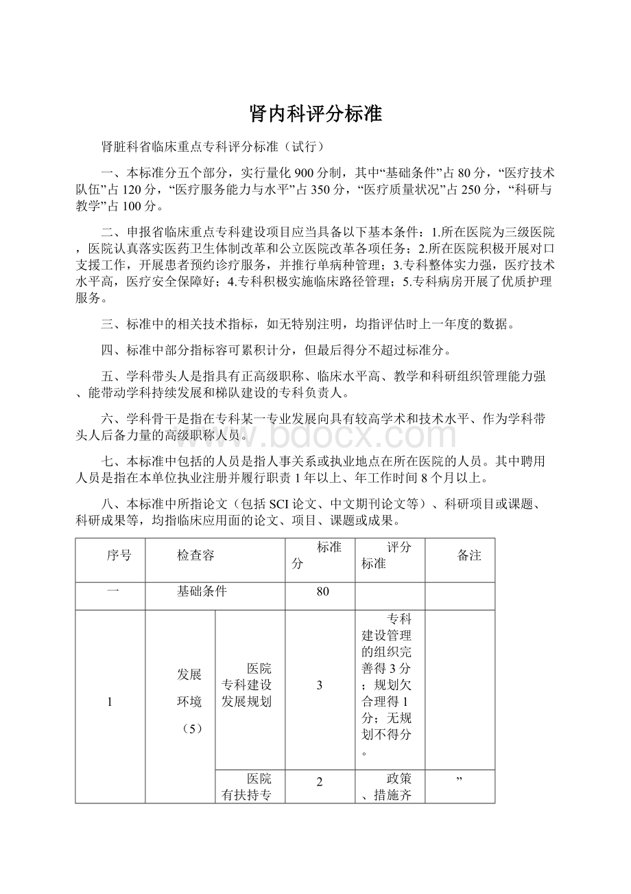 肾内科评分标准Word下载.docx_第1页