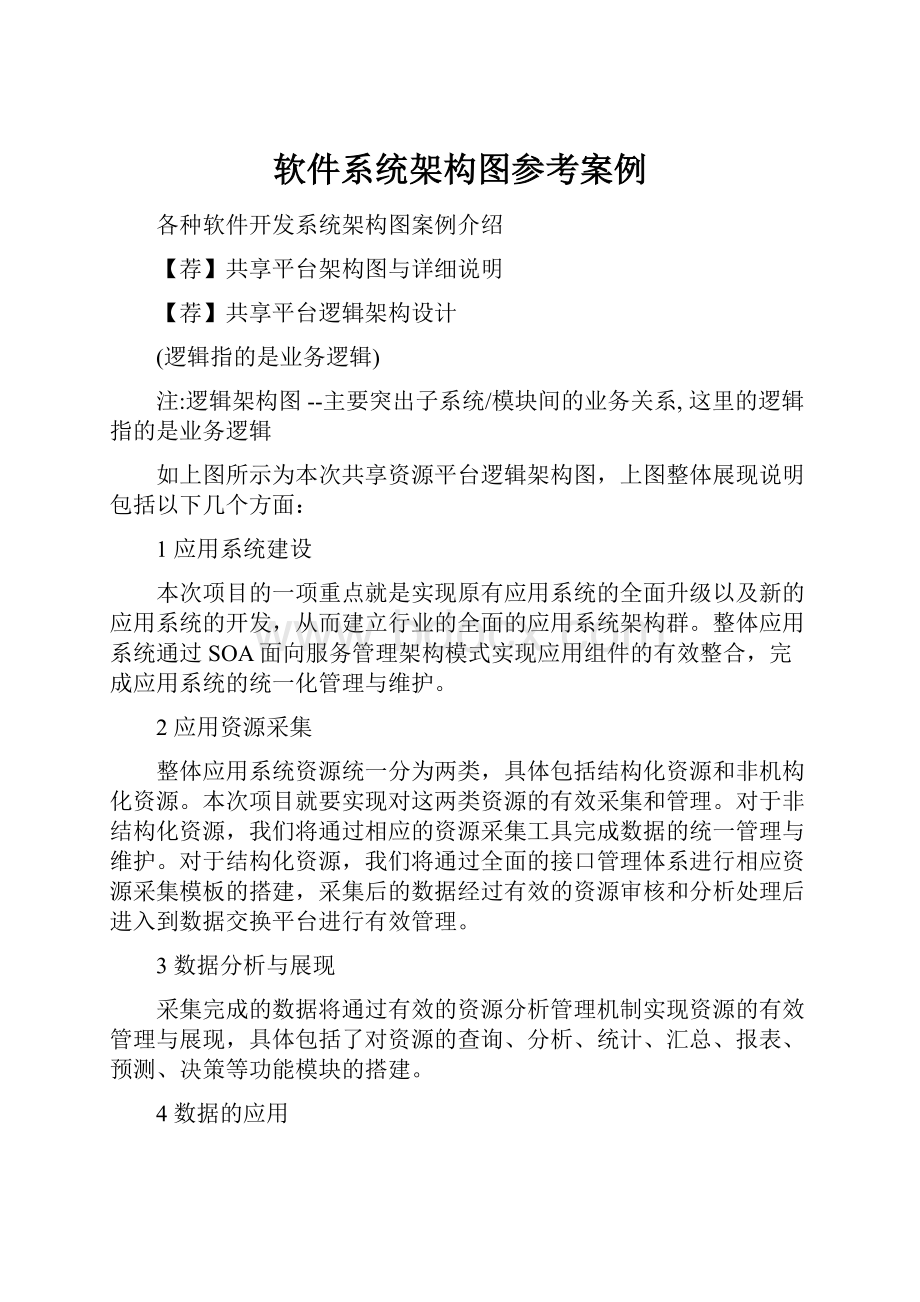 软件系统架构图参考案例文档格式.docx