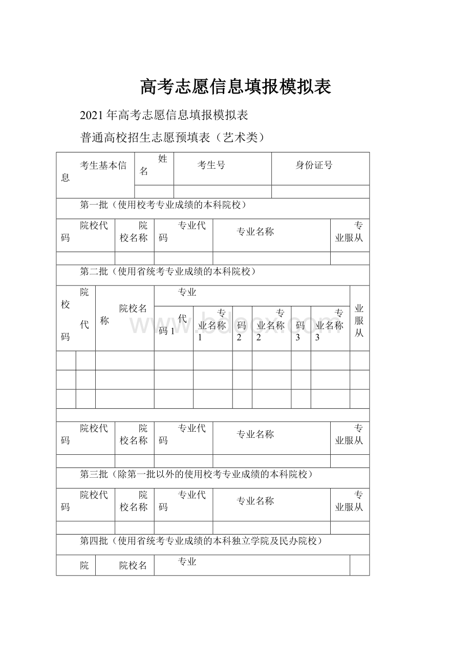 高考志愿信息填报模拟表.docx_第1页