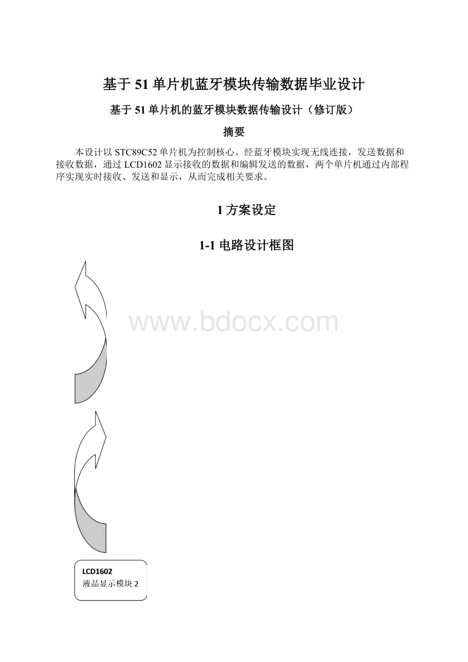 基于51单片机蓝牙模块传输数据毕业设计.docx_第1页