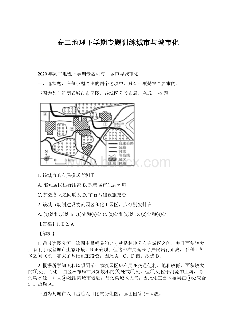 高二地理下学期专题训练城市与城市化Word下载.docx