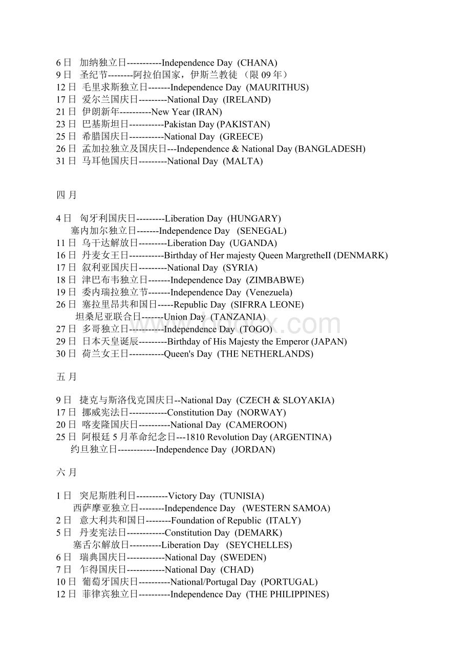 世界各国节日和假期时间.docx_第3页