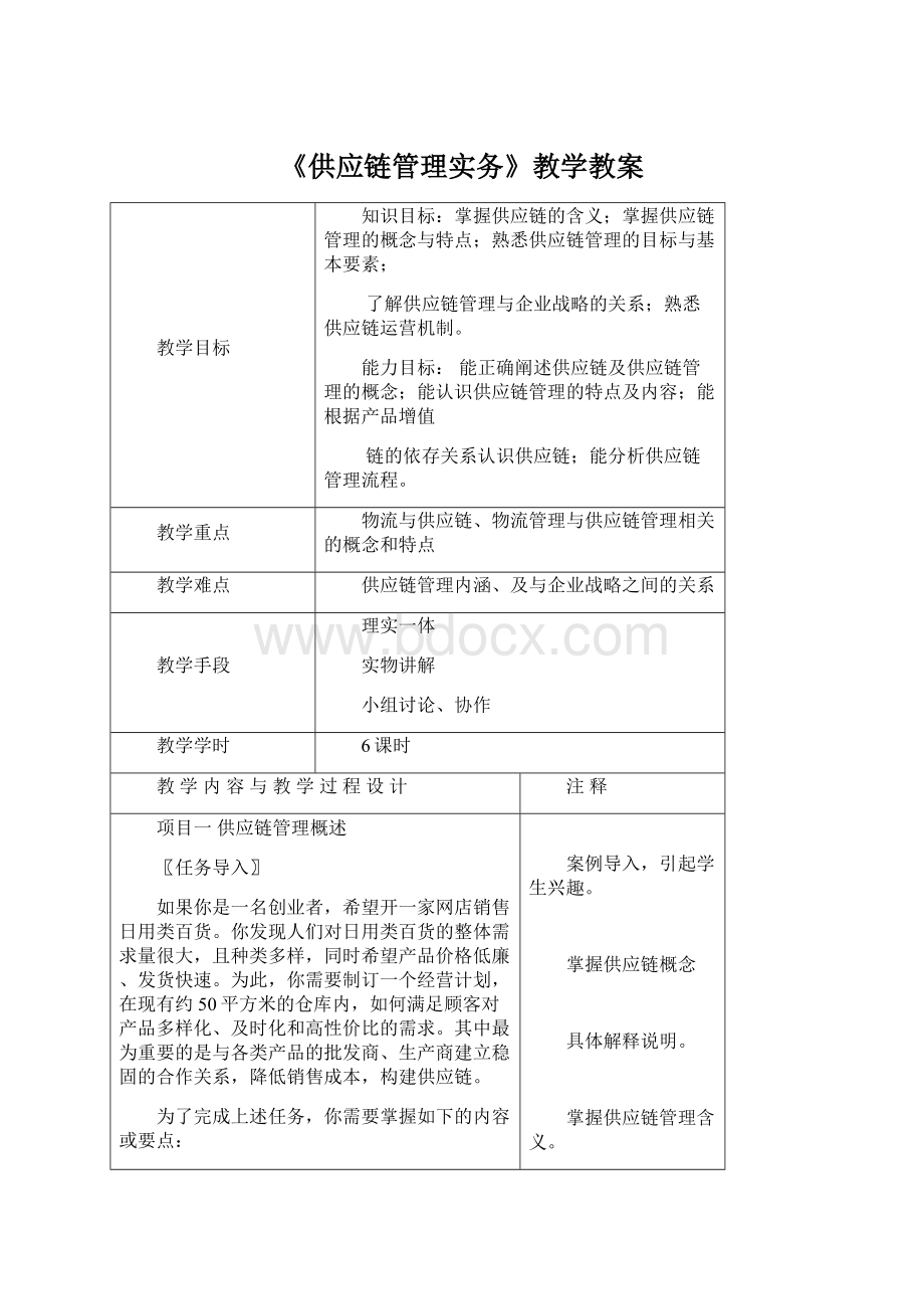 《供应链管理实务》教学教案Word文件下载.docx