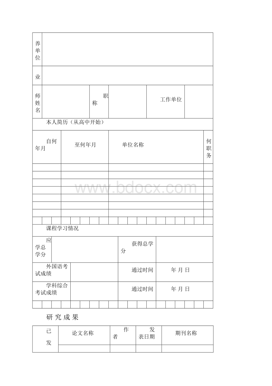 同等学力人员申请硕士学位申请表模板.docx_第3页