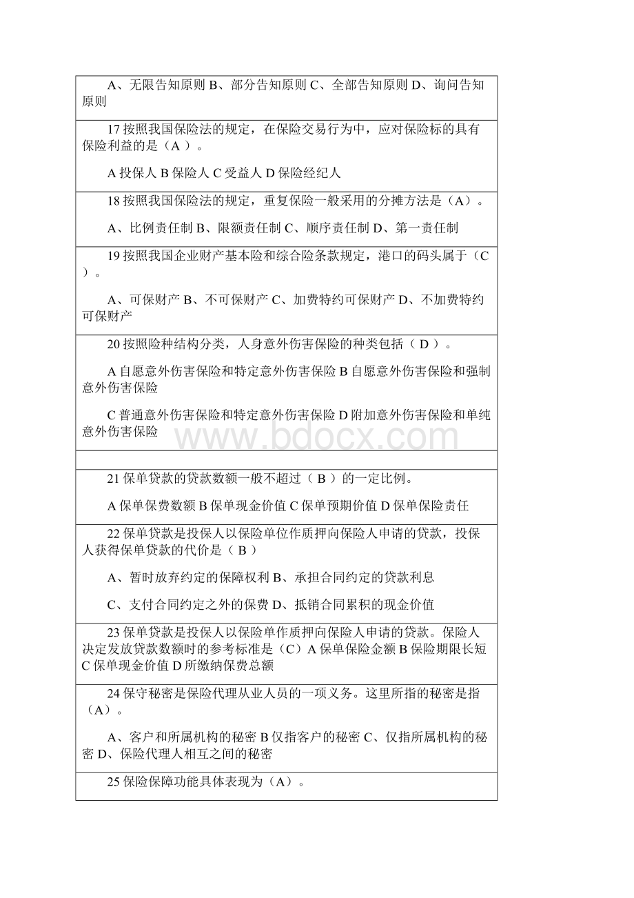 保险代理人考题答案Word格式文档下载.docx_第3页