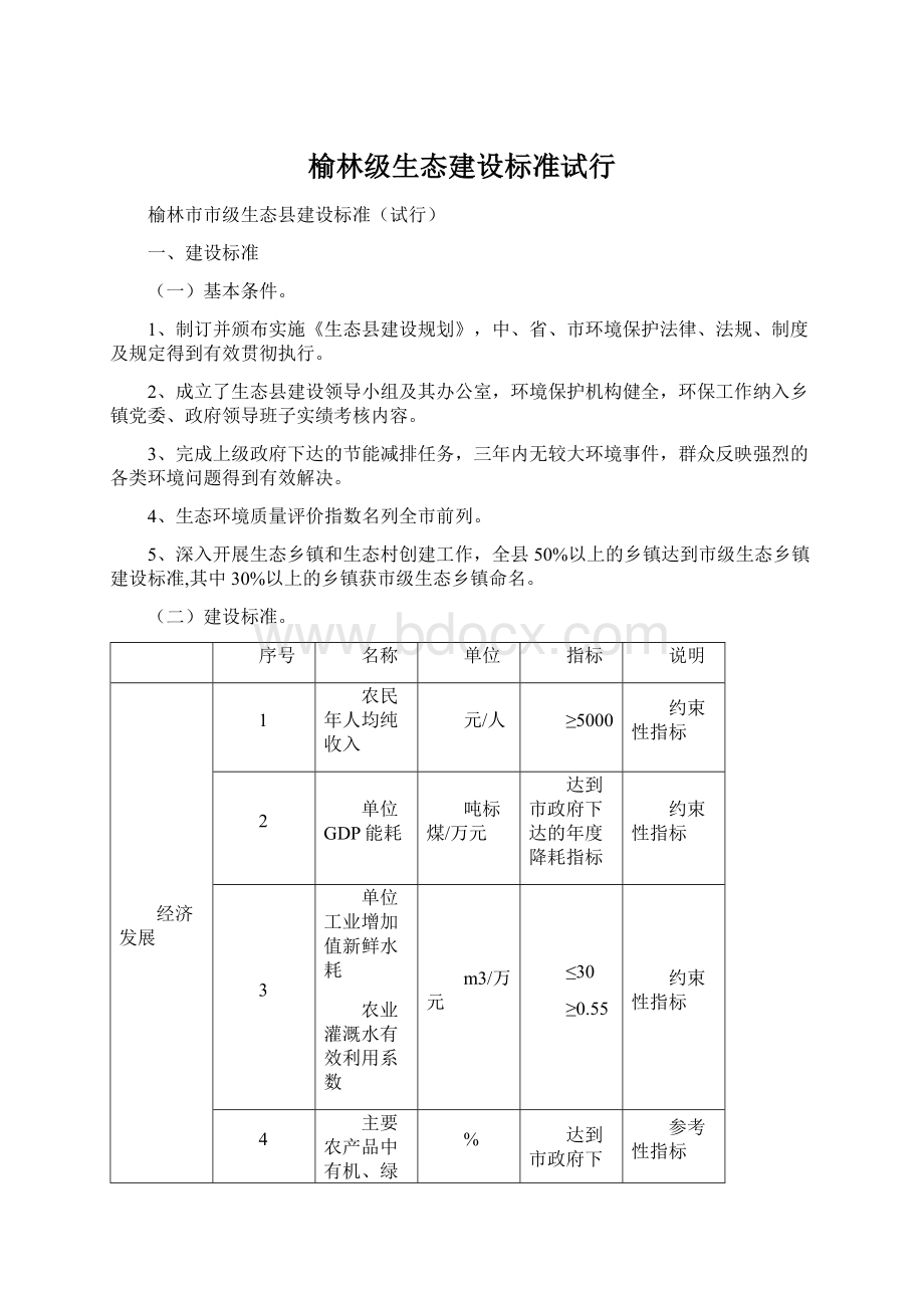 榆林级生态建设标准试行.docx