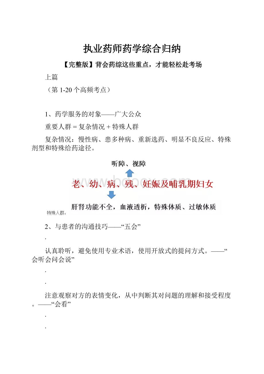 执业药师药学综合归纳Word格式文档下载.docx_第1页