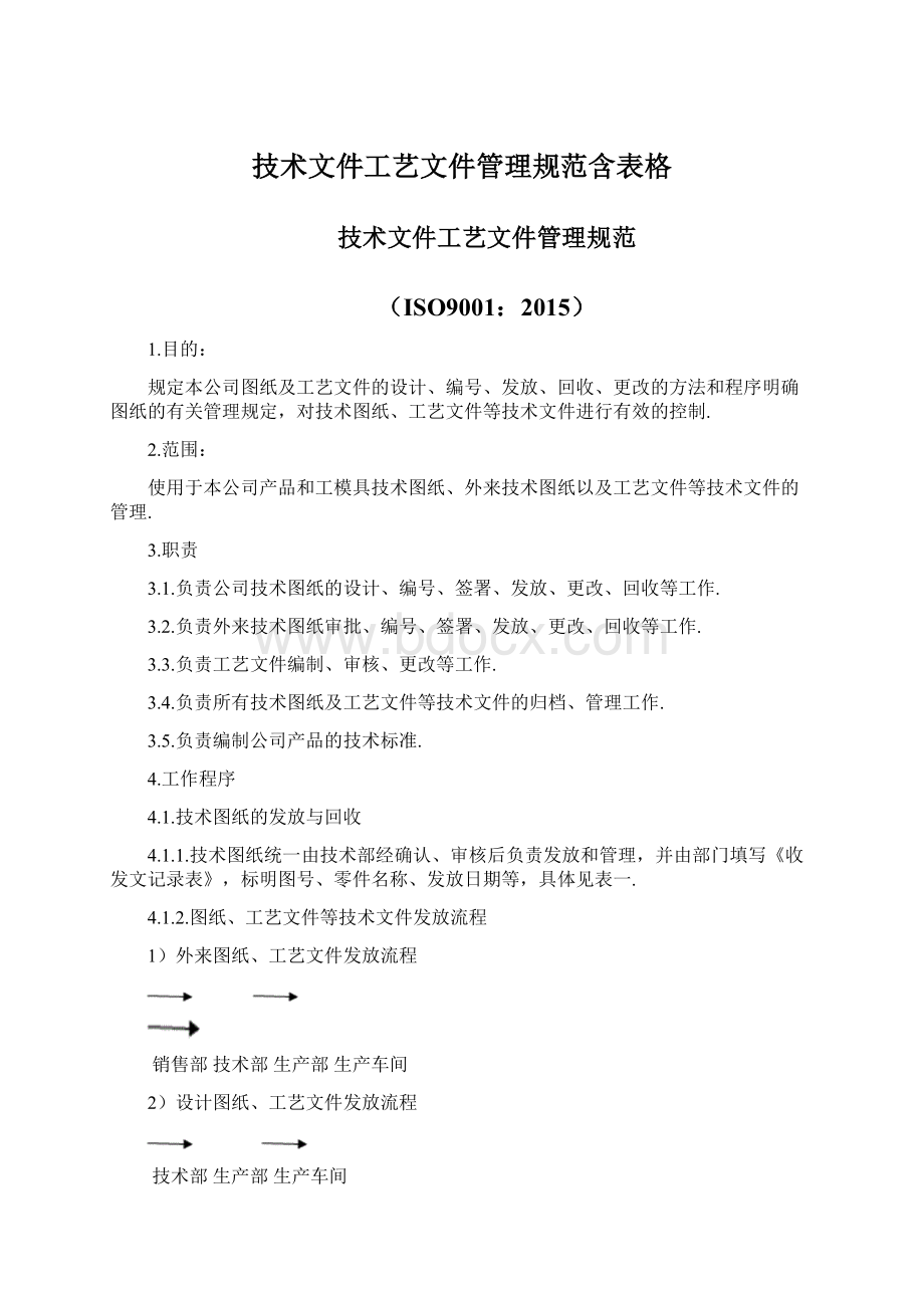 技术文件工艺文件管理规范含表格.docx_第1页