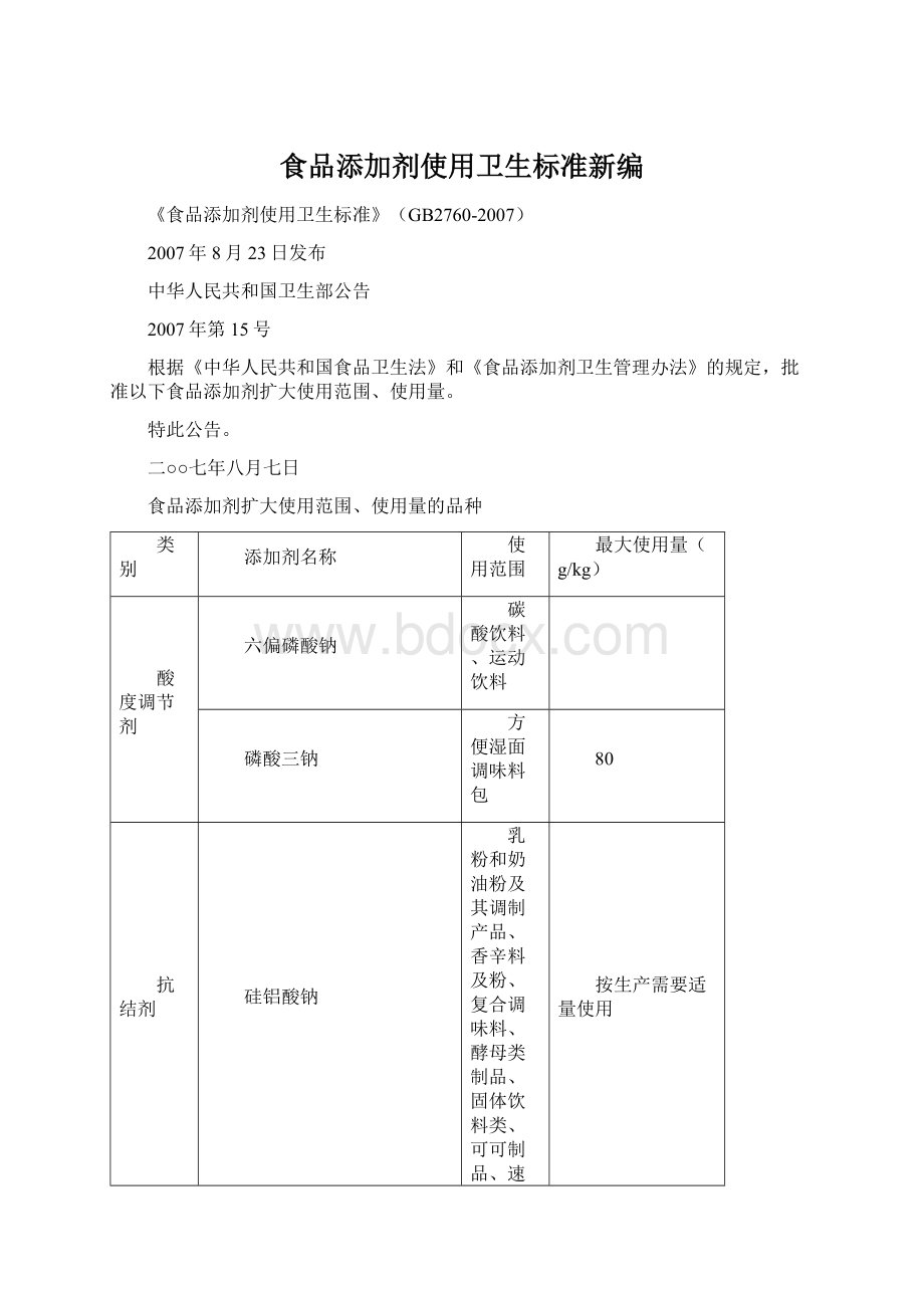 食品添加剂使用卫生标准新编.docx_第1页