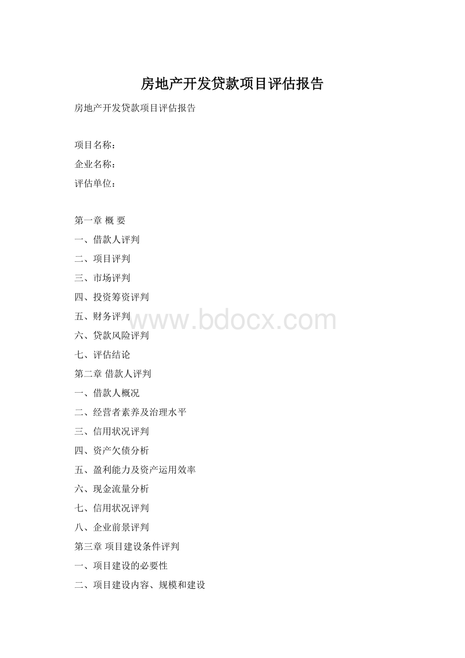 房地产开发贷款项目评估报告Word文档格式.docx