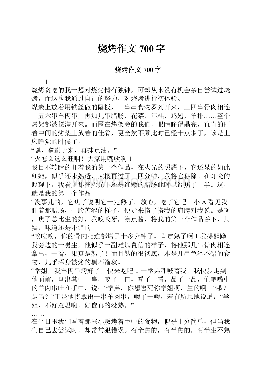 烧烤作文700字Word文档格式.docx