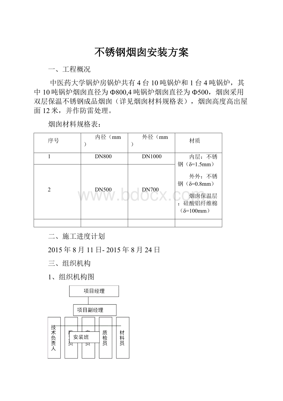 不锈钢烟囱安装方案.docx_第1页