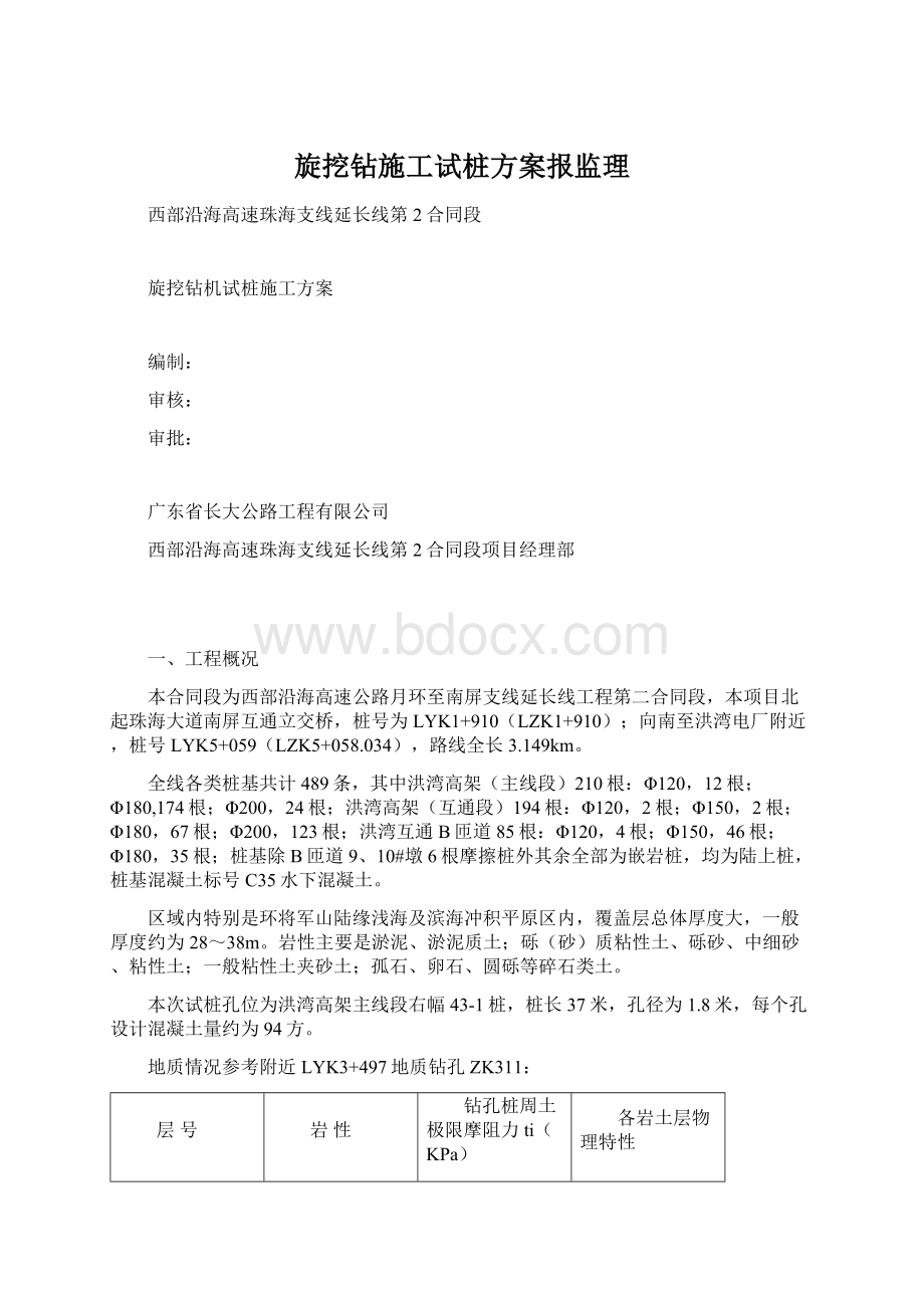 旋挖钻施工试桩方案报监理Word格式文档下载.docx_第1页