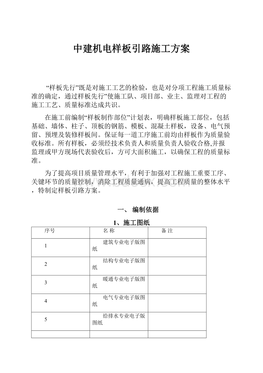 中建机电样板引路施工方案.docx