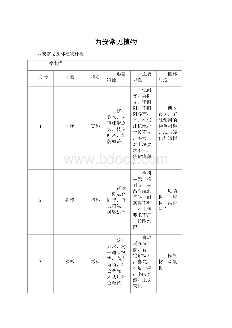 西安常见植物Word格式文档下载.docx_第1页