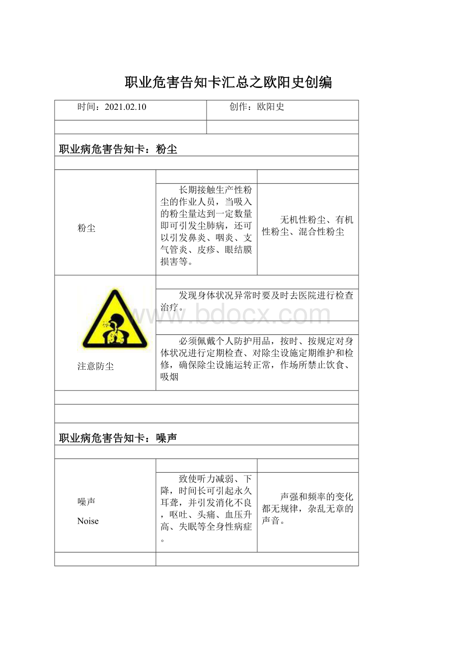 职业危害告知卡汇总之欧阳史创编.docx_第1页