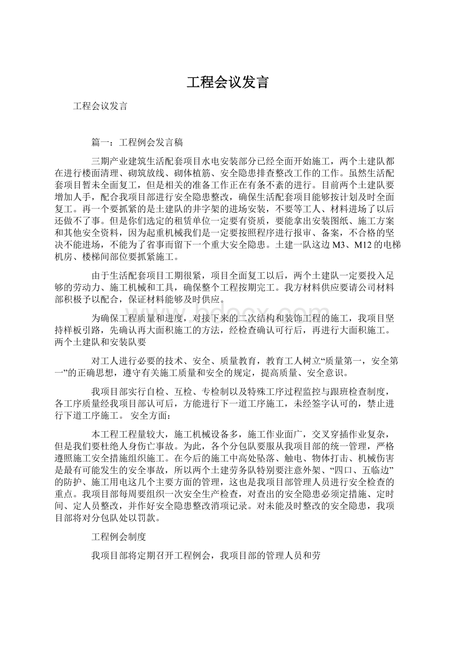 工程会议发言.docx