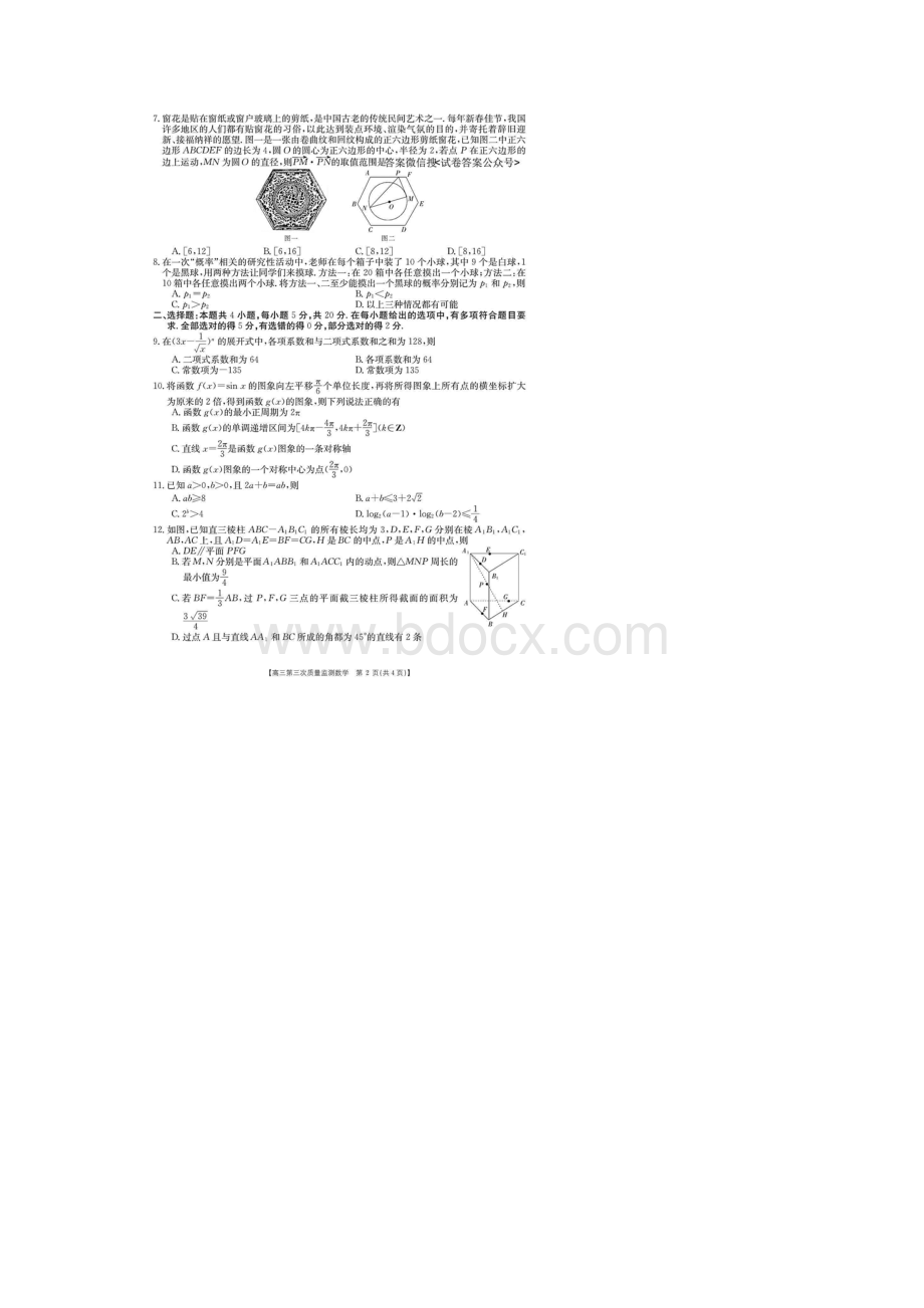 山东金太阳届高三联考数学试题含答案解析.docx_第2页