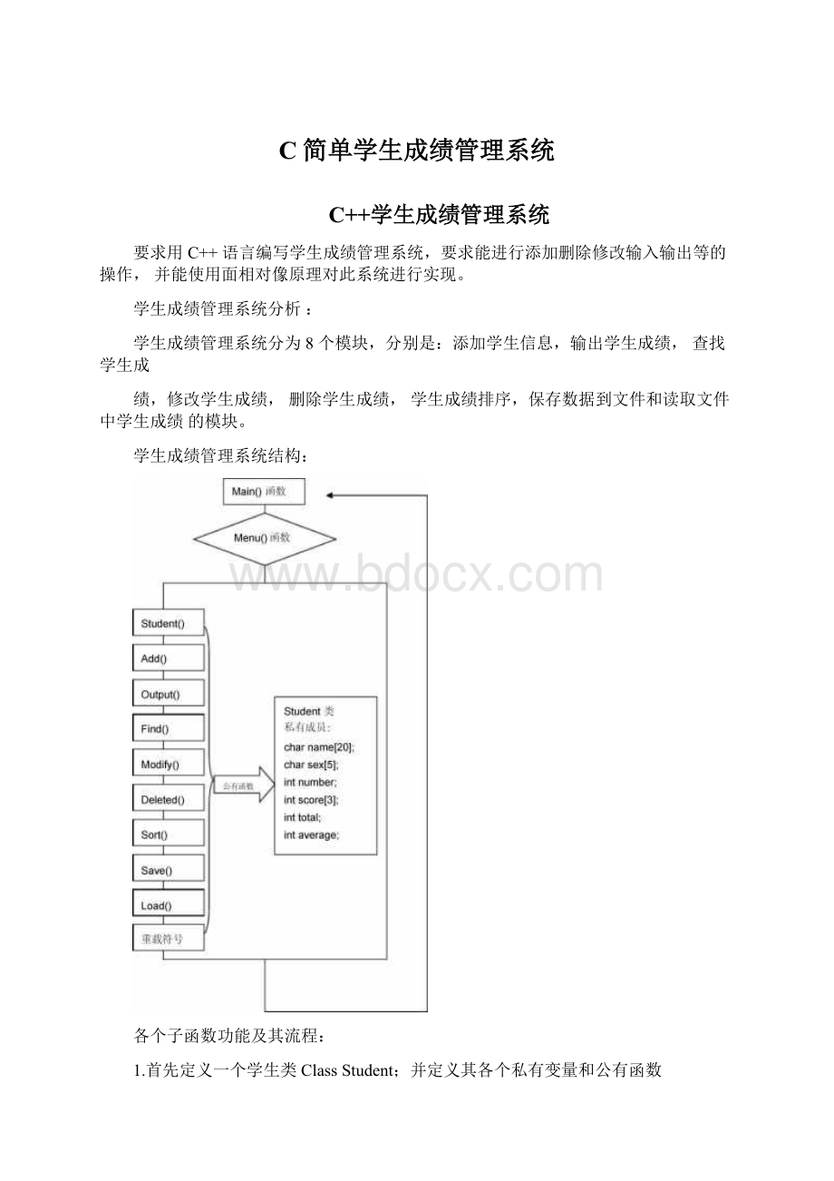 C简单学生成绩管理系统Word文件下载.docx