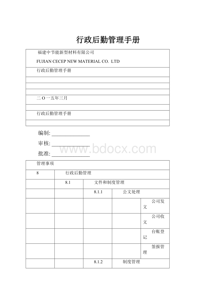 行政后勤管理手册Word下载.docx