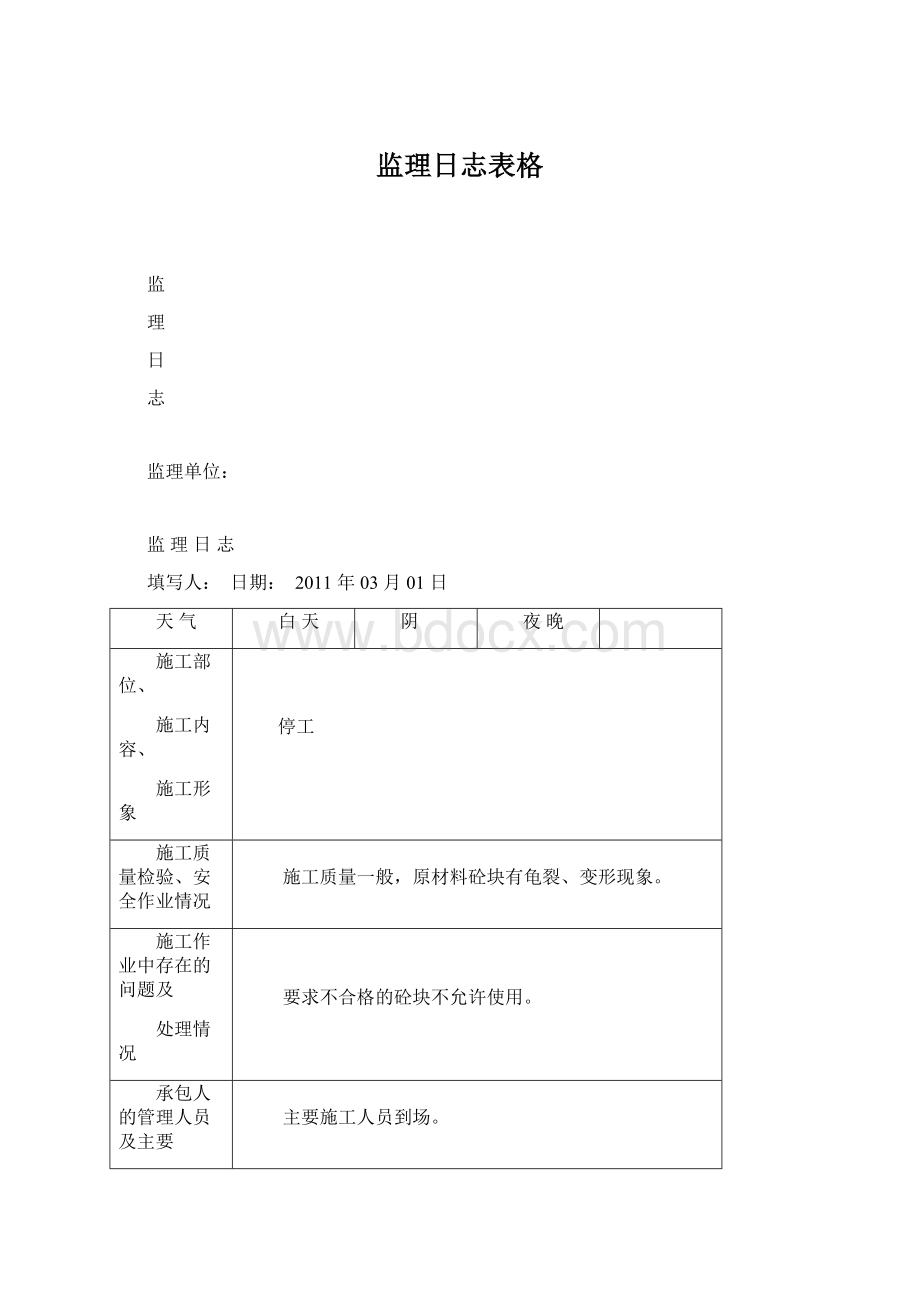 监理日志表格.docx