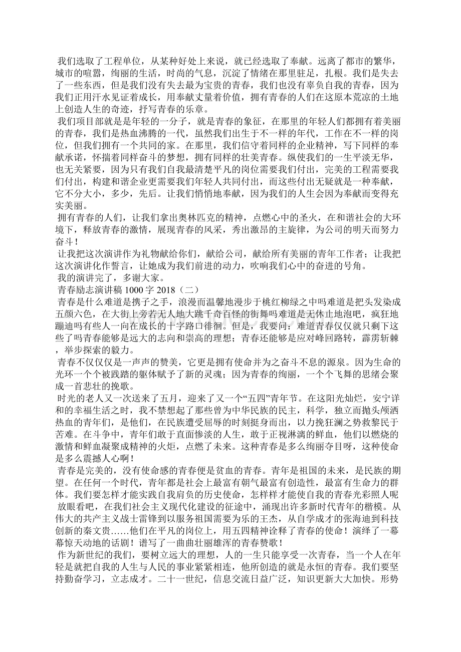 青春励志演讲稿1000字Word文档下载推荐.docx_第2页