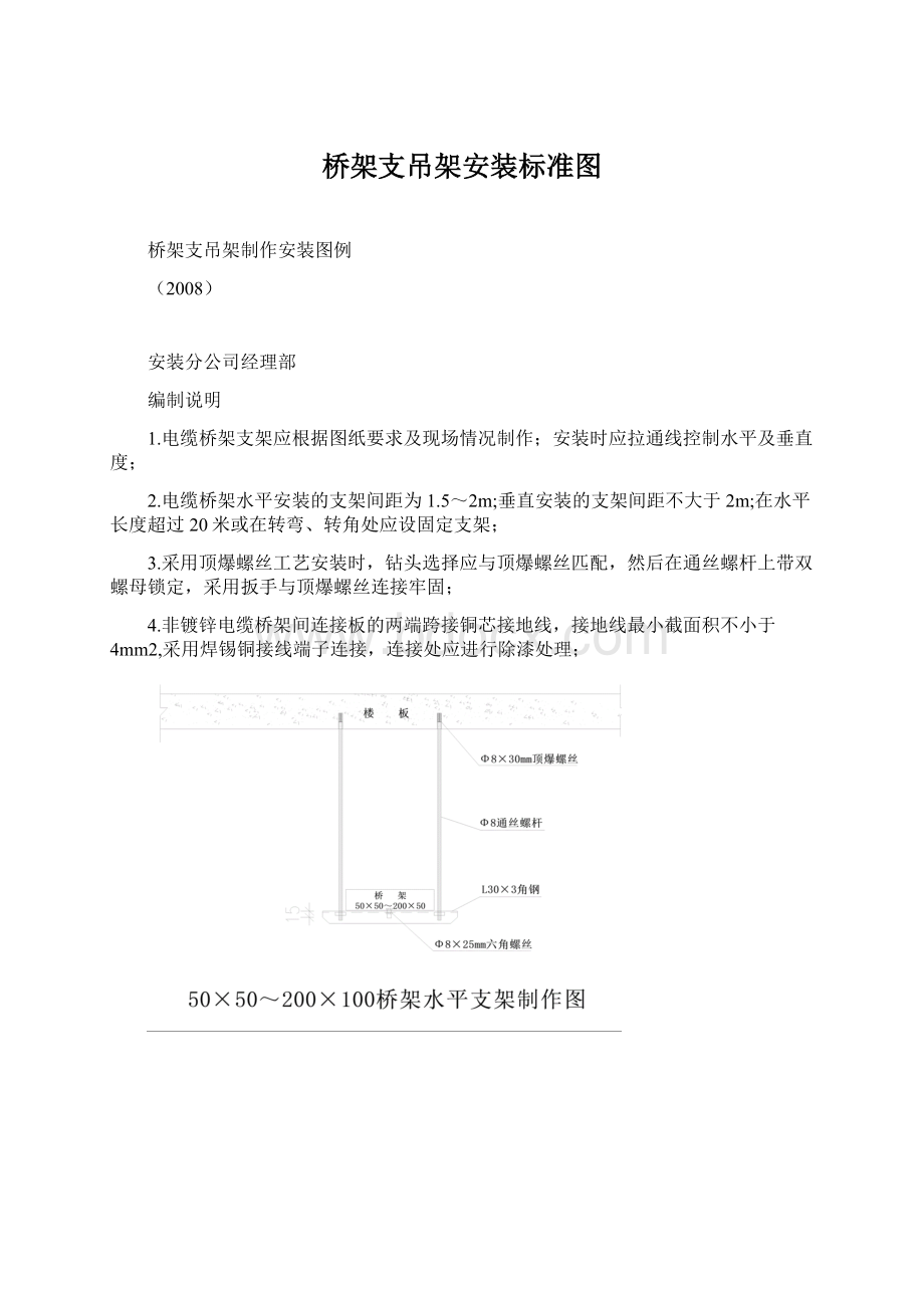 桥架支吊架安装标准图文档格式.docx