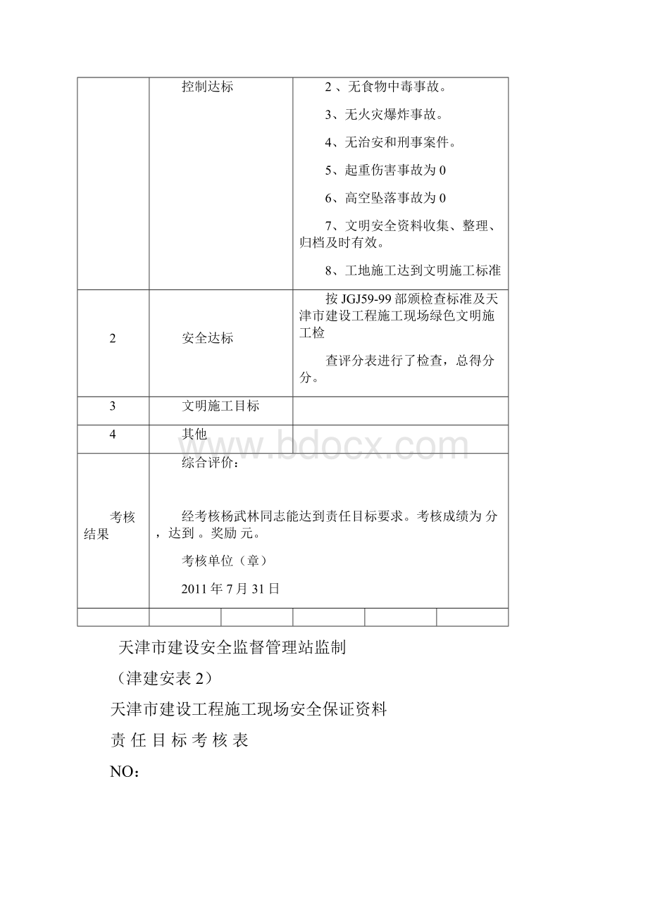 建筑施工安全生产责任目标考核记录精Word文档下载推荐.docx_第2页