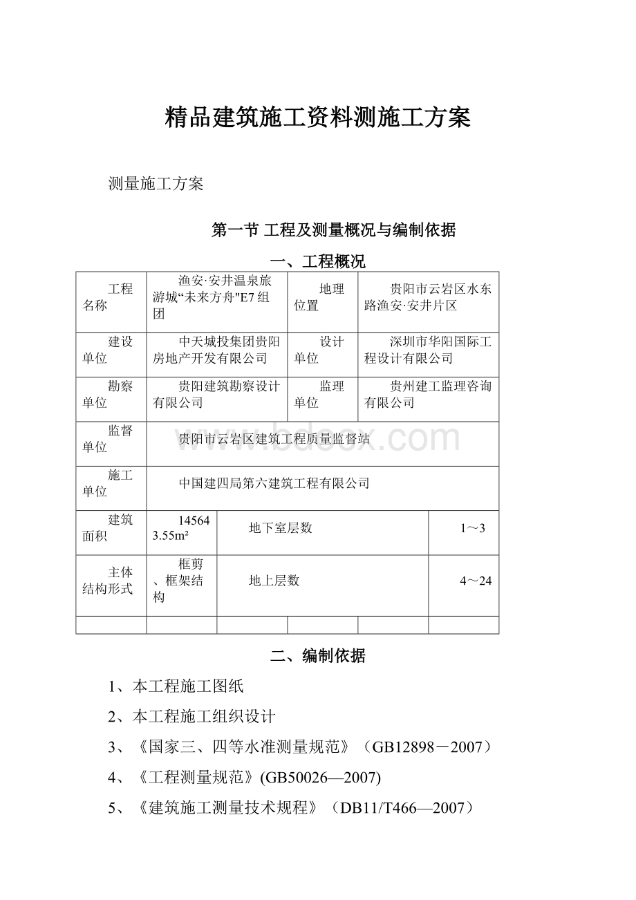 精品建筑施工资料测施工方案.docx_第1页