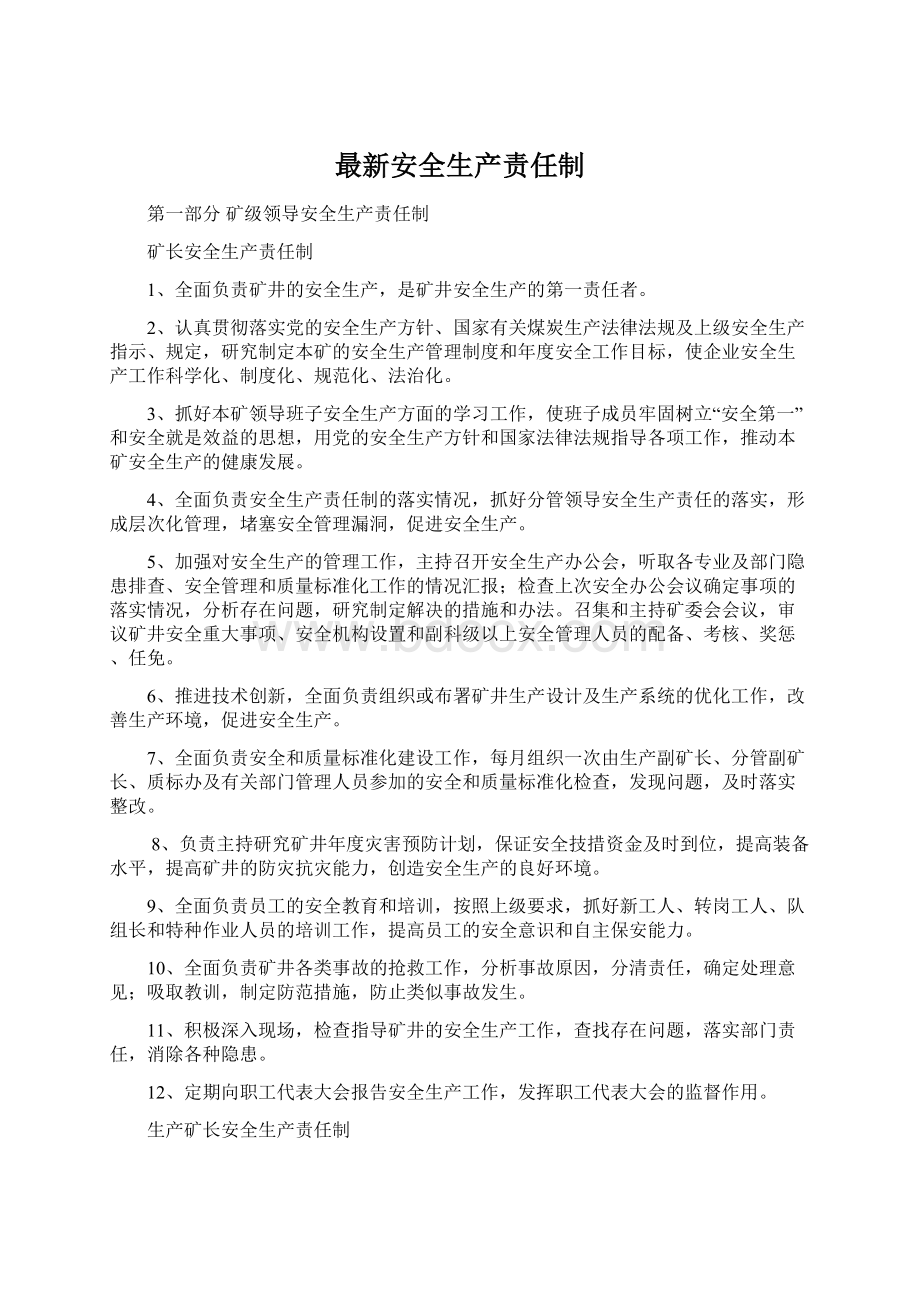 最新安全生产责任制Word文档下载推荐.docx_第1页