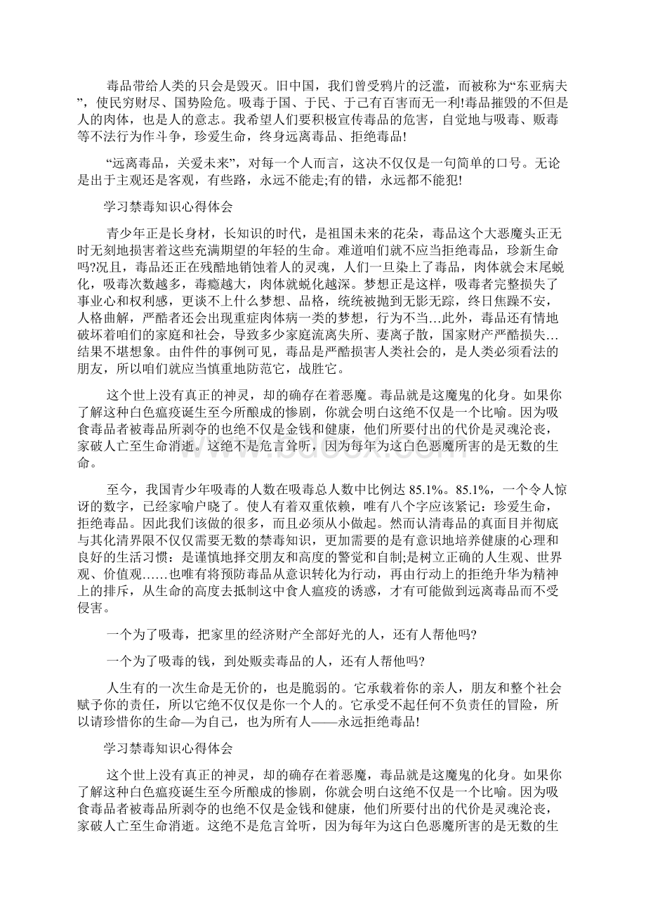 禁毒工作心得体会 学习禁毒知识心得体会范文.docx_第3页