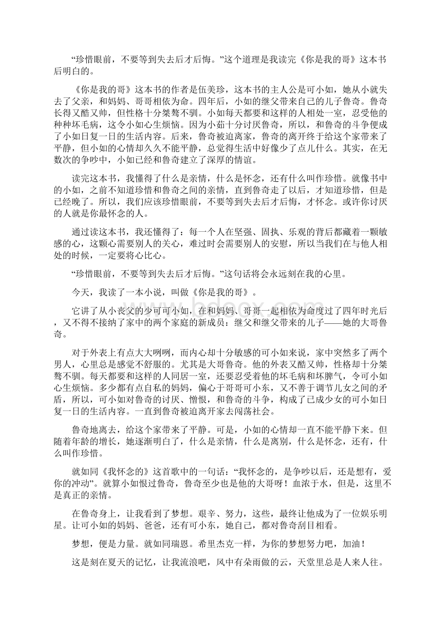 你是我的哥读后感.docx_第2页