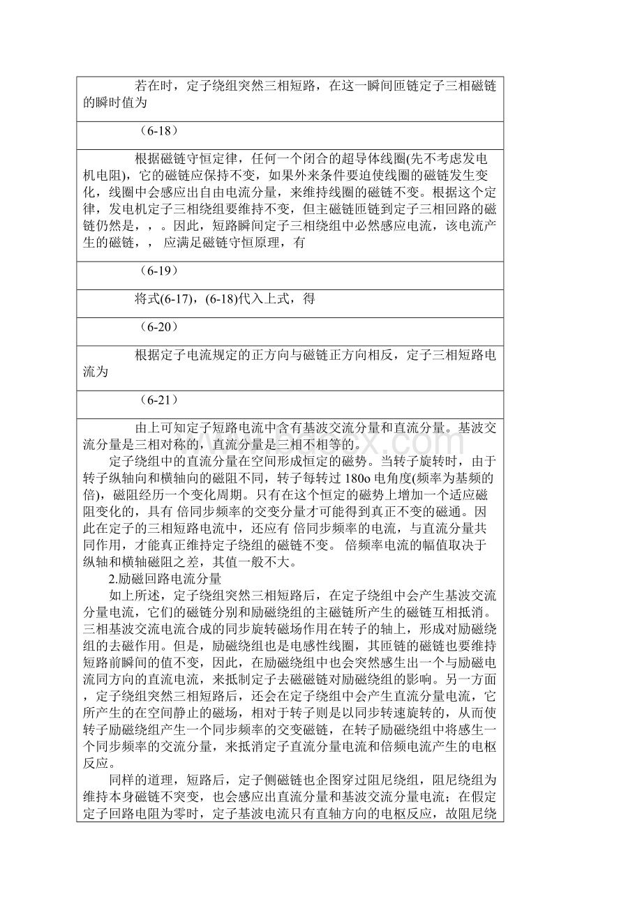 同步发电机突然三相短路物理过程及短路电流分析Word下载.docx_第2页