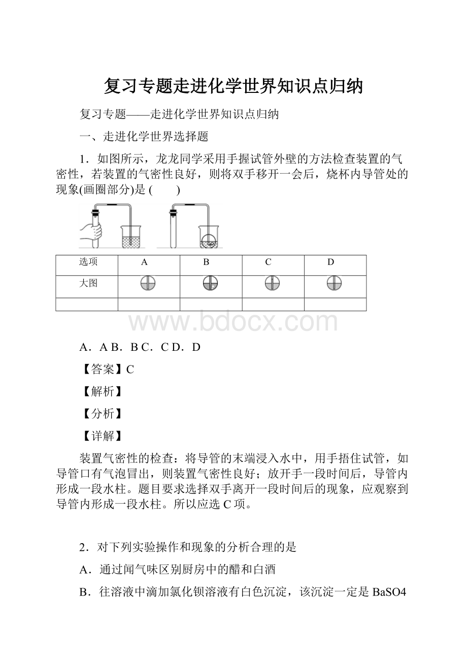 复习专题走进化学世界知识点归纳.docx_第1页