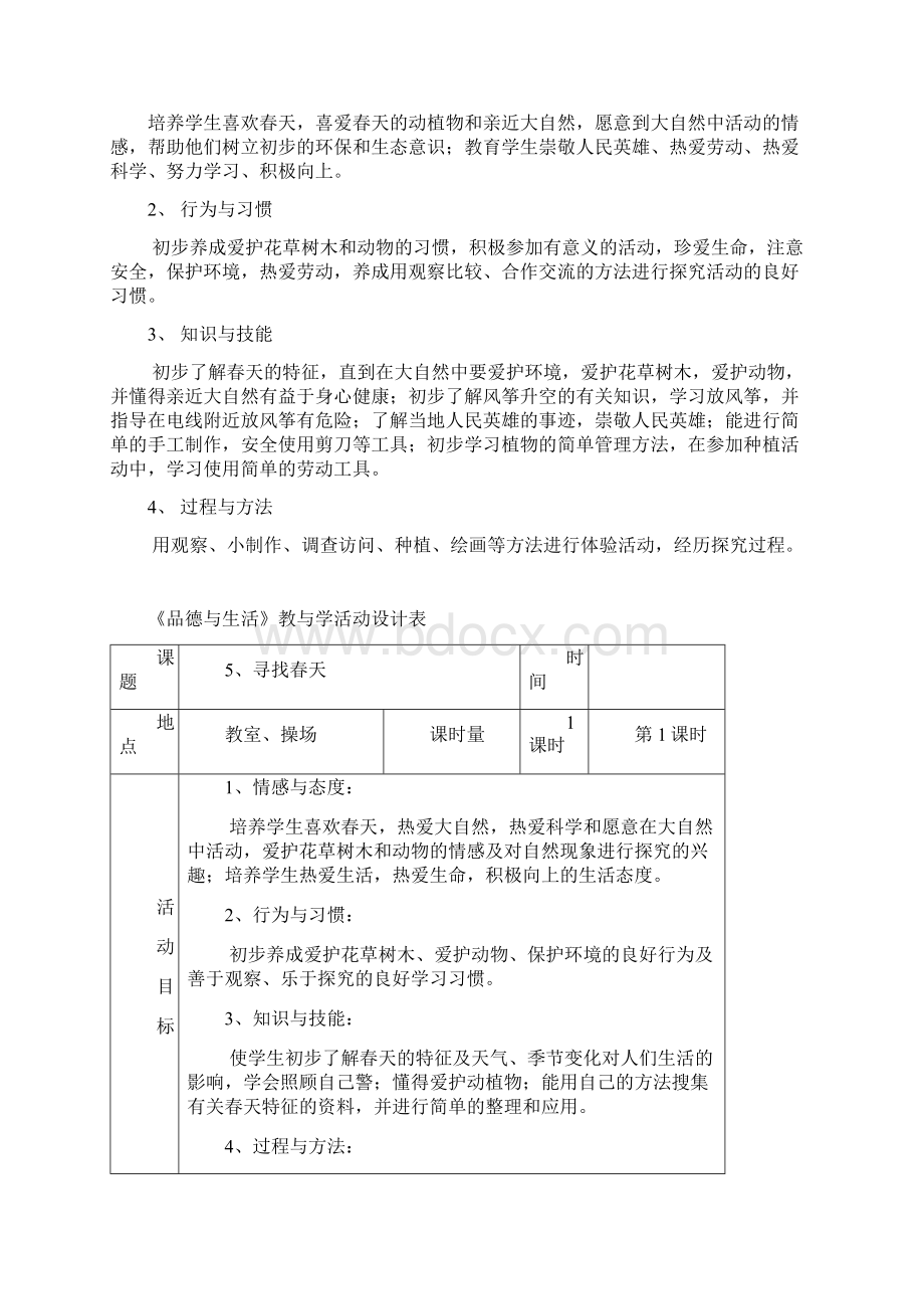 山东人民版思品一下第二单元《春天在哪里》表格教案.docx_第2页