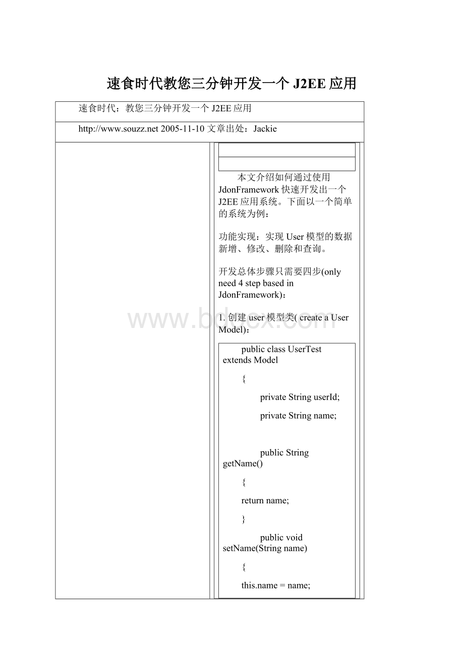 速食时代教您三分钟开发一个J2EE应用Word格式文档下载.docx