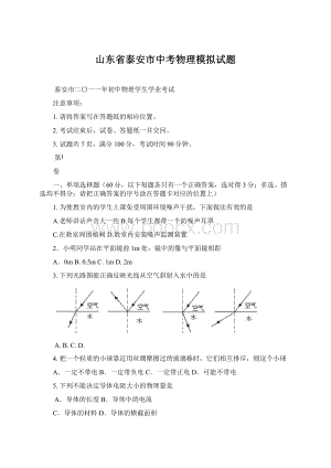 山东省泰安市中考物理模拟试题Word格式.docx