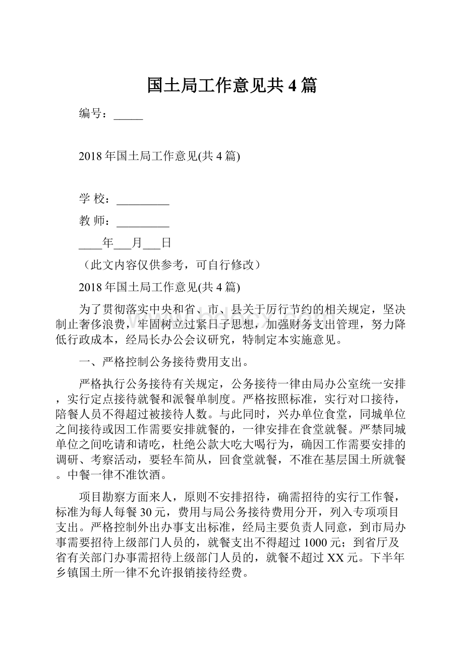 国土局工作意见共4篇文档格式.docx