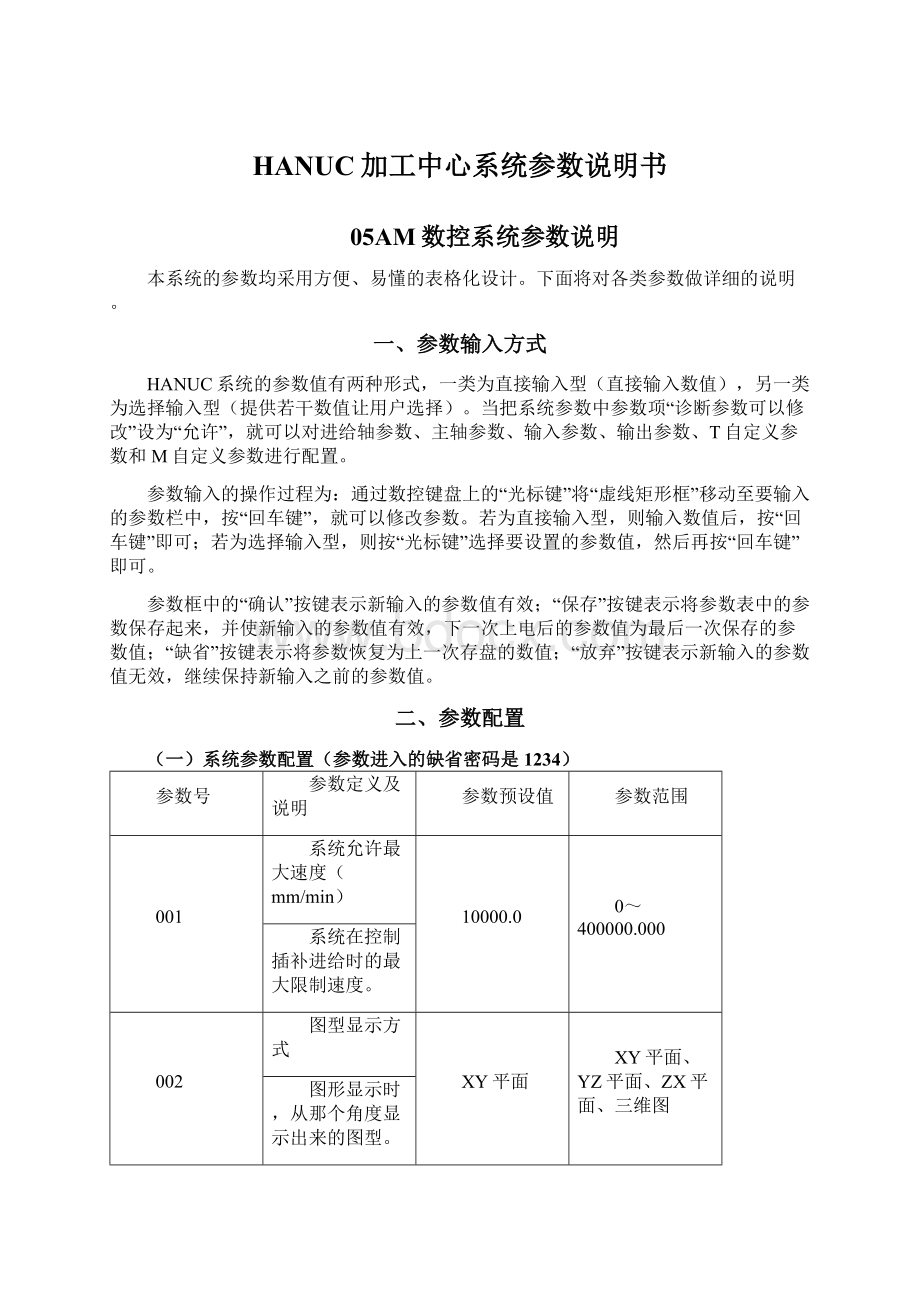 HANUC加工中心系统参数说明书Word文档下载推荐.docx