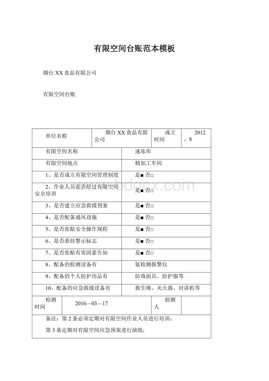 有限空间台账范本模板Word下载.docx