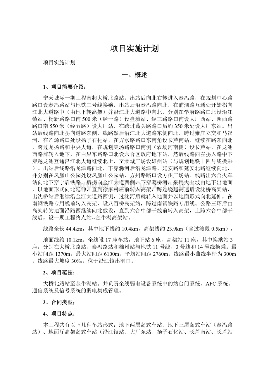 项目实施计划文档格式.docx