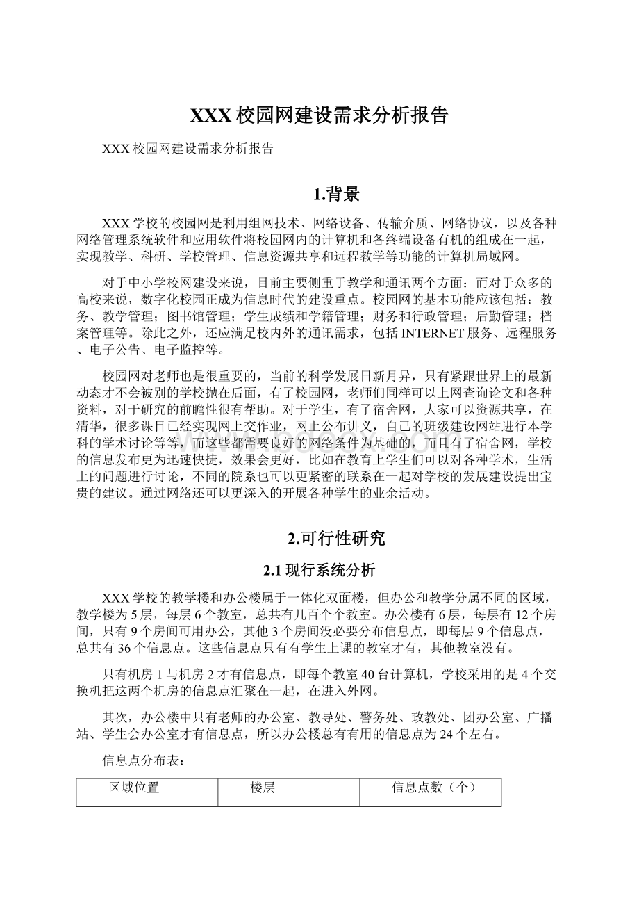 XXX校园网建设需求分析报告文档格式.docx