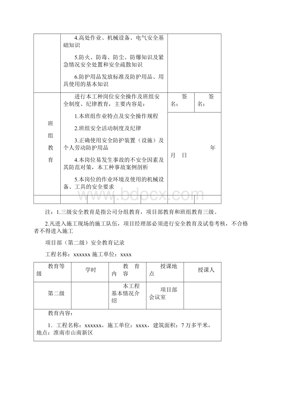 建筑企业三级安全教育记录及表格全.docx_第3页