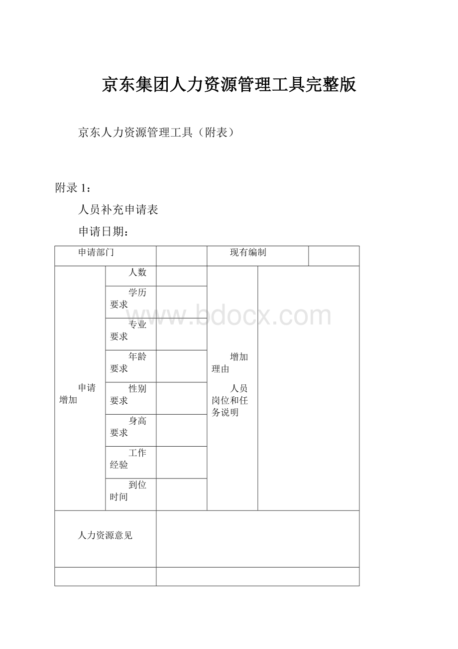 京东集团人力资源管理工具完整版Word文档下载推荐.docx