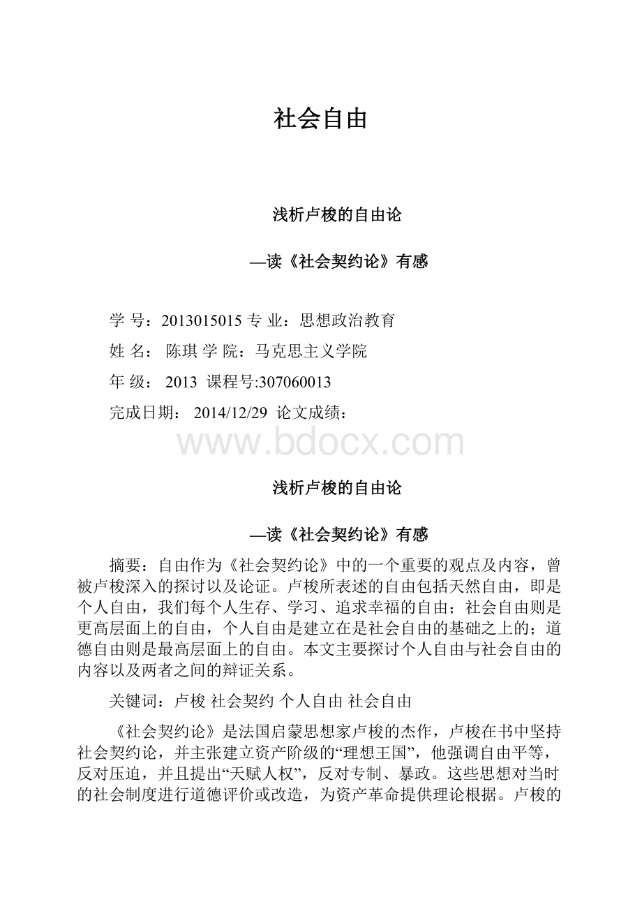 社会自由Word格式文档下载.docx