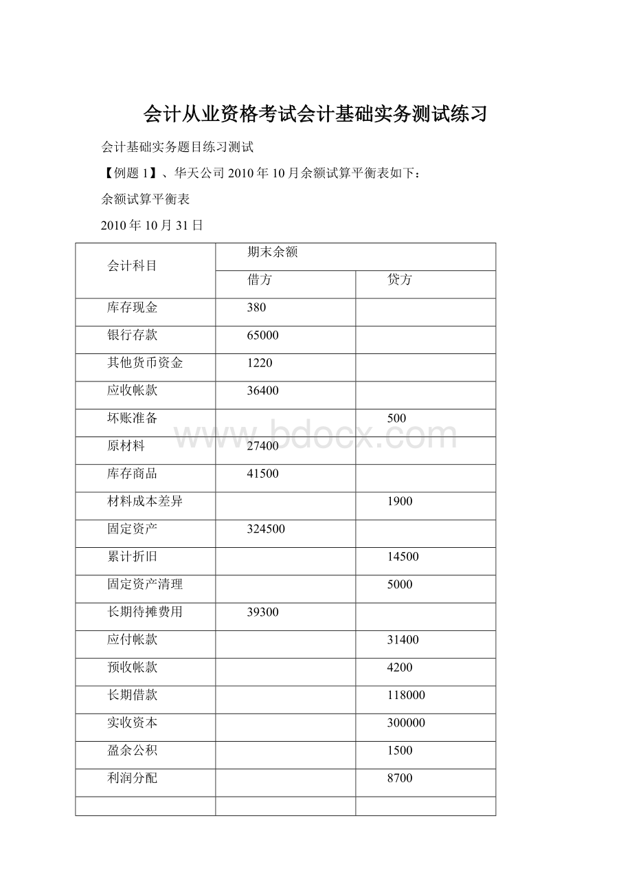 会计从业资格考试会计基础实务测试练习Word格式文档下载.docx