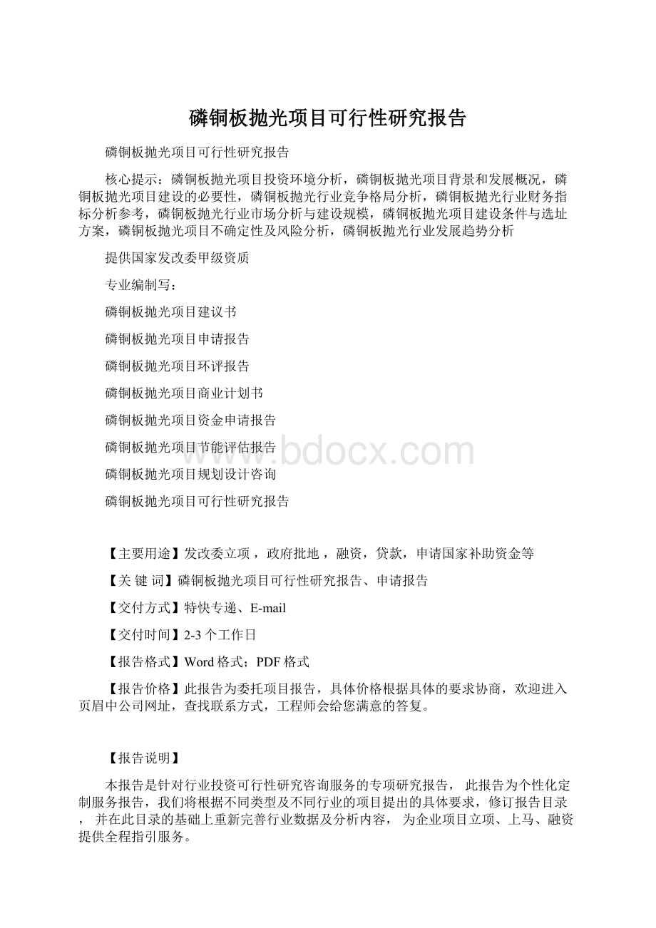 磷铜板抛光项目可行性研究报告.docx_第1页