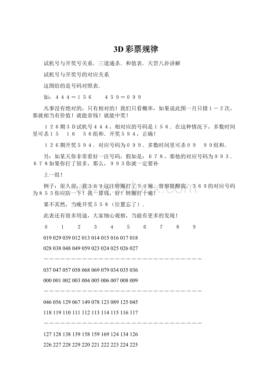 3D彩票规律文档格式.docx